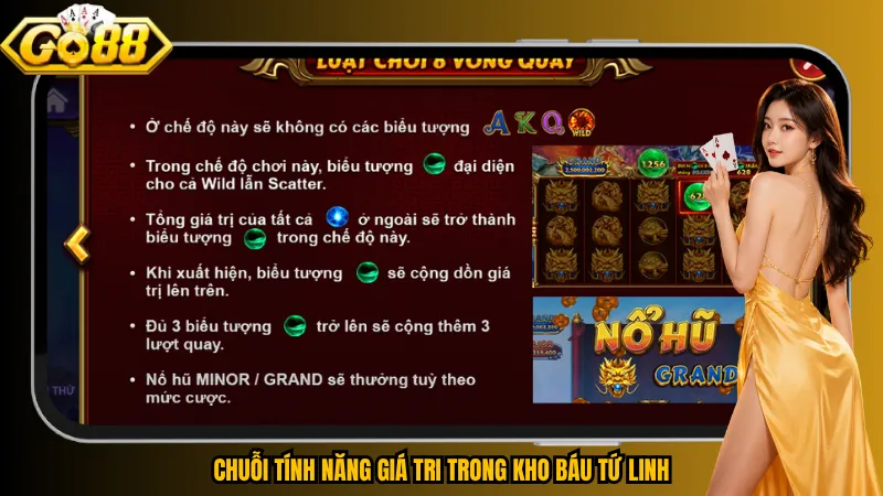 Kho Báu Tứ Linh Go88 – 243 Cách Thắng, Dày Đặt Biểu Tượng 5 Chuỗi tính năng giá trị trong Kho Báu Tứ Linh