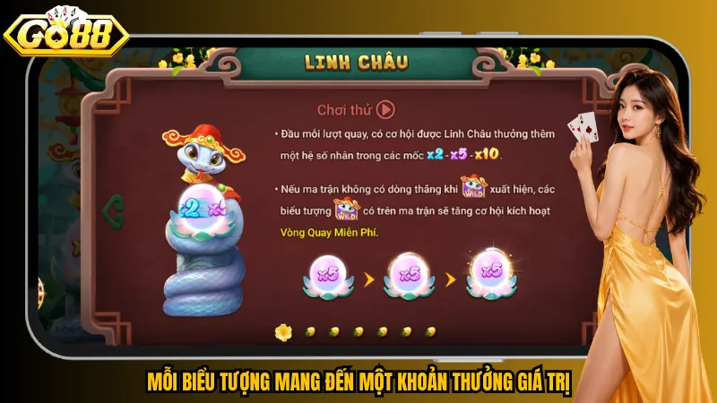 Linh Châu Ất Tỵ Go88 – X10 Bật Sáng, Wild Gọi Free Spin 4 Mỗi biểu tượng mang đến một khoản thưởng giá trị