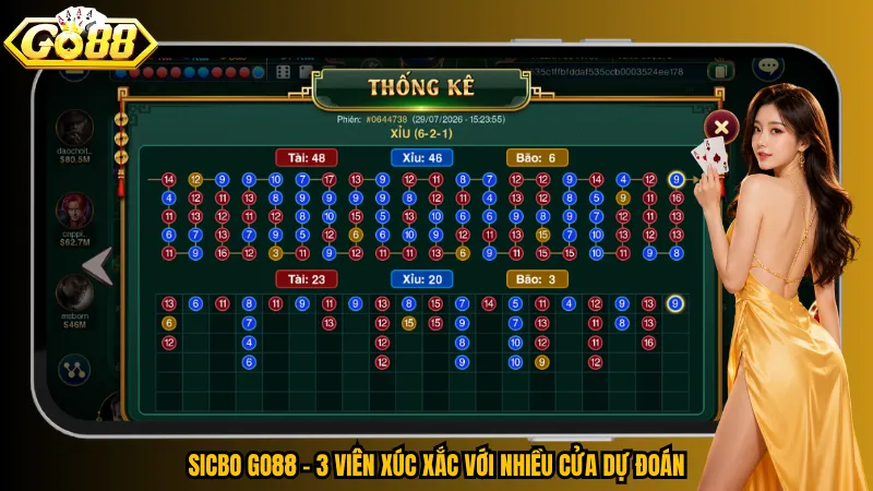 Sicbo Go88 – Xúc Xắc Đa Cửa, Chạm Thưởng Bất Ngờ 2 Sicbo Go88 – 3 viên xúc xắc với nhiều cửa dự đoán
